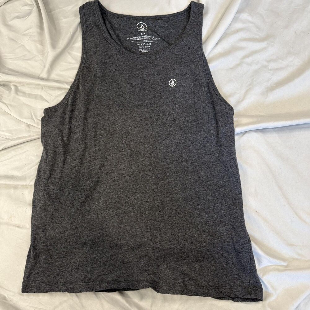 Volcom Tank Top Unisex M Gray‎ Crew Neck Sleeveless Basic Casual Tagless